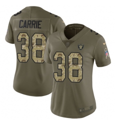 Women's Nike Oakland Raiders #38 T.J. Carrie Limited Olive/Camo 2017 Salute to Service NFL Jersey