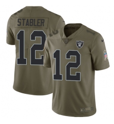 Youth Nike Oakland Raiders #12 Kenny Stabler Limited Olive 2017 Salute to Service NFL Jersey