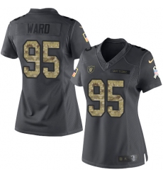 Women's Nike Oakland Raiders #95 Jihad Ward Limited Black 2016 Salute to Service NFL Jersey