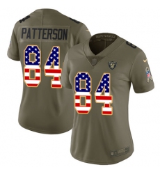 Women's Nike Oakland Raiders #84 Cordarrelle Patterson Limited Olive/USA Flag 2017 Salute to Service NFL Jersey