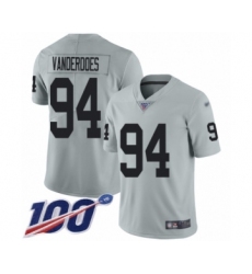 Youth Oakland Raiders #94 Eddie Vanderdoes Limited Silver Inverted Legend 100th Season Football Jersey