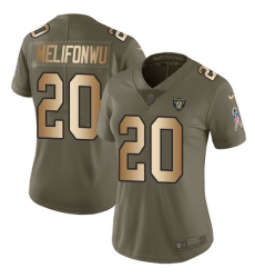 Women's Nike Oakland Raiders #20 Obi Melifonwu Limited Olive/Gold 2017 Salute to Service NFL Jersey