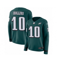 Women's Nike Philadelphia Eagles #10 Mack Hollins Limited Green Therma Long Sleeve NFL Jersey