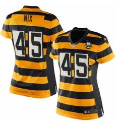 Women's Nike Pittsburgh Steelers #45 Roosevelt Nix Elite Yellow/Black Alternate 80TH Anniversary Throwback NFL Jersey