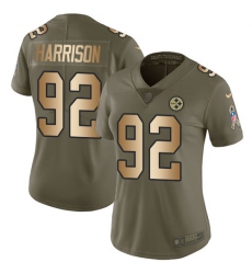 Women's Nike Pittsburgh Steelers #92 James Harrison Limited Olive/Gold 2017 Salute to Service NFL Jersey