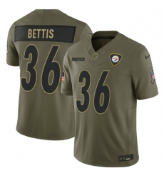 Men's Pittsburgh Steelers #36 Jerome Bettis Olive 2025 F.U.S.E. Salute to Service Limited Football Stitched Jersey