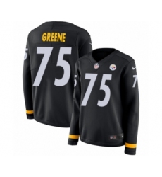 Women's Nike Pittsburgh Steelers #75 Joe Greene Limited Black Therma Long Sleeve NFL Jersey