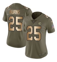 Women's Nike Pittsburgh Steelers #25 Artie Burns Limited Olive/Gold 2017 Salute to Service NFL Jersey
