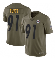 Youth Nike Pittsburgh Steelers #91 Stephon Tuitt Limited Olive 2017 Salute to Service NFL Jersey
