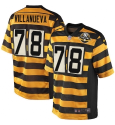 Men's Nike Pittsburgh Steelers #78 Alejandro Villanueva Game Yellow/Black Alternate 80TH Anniversary Throwback NFL Jersey Men's Nike Pittsburgh Steelers #78 Alejandro Villanueva Game Yellow/Black Alternate 80TH Anniversary Throwback NFL Jersey