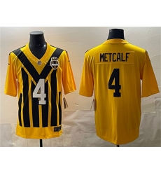 Men's Pittsburgh Steelers #4 DK Metcalf Gold 1933 Throwback Alternate Football Stitched Game Jersey