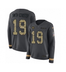 Women's Nike Pittsburgh Steelers #19 JuJu Smith-Schuster Limited Black Salute to Service Therma Long Sleeve NFL Jersey