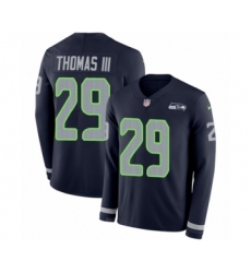 Men's Nike Seattle Seahawks #29 Earl Thomas III Limited Navy Blue Therma Long Sleeve NFL Jersey