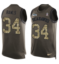 Men's Nike Seattle Seahawks #34 Thomas Rawls Limited Green Salute to Service Tank Top NFL Jersey