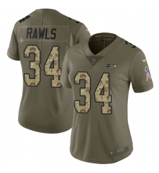 Women's Nike Seattle Seahawks #34 Thomas Rawls Limited Olive/Camo 2017 Salute to Service NFL Jersey