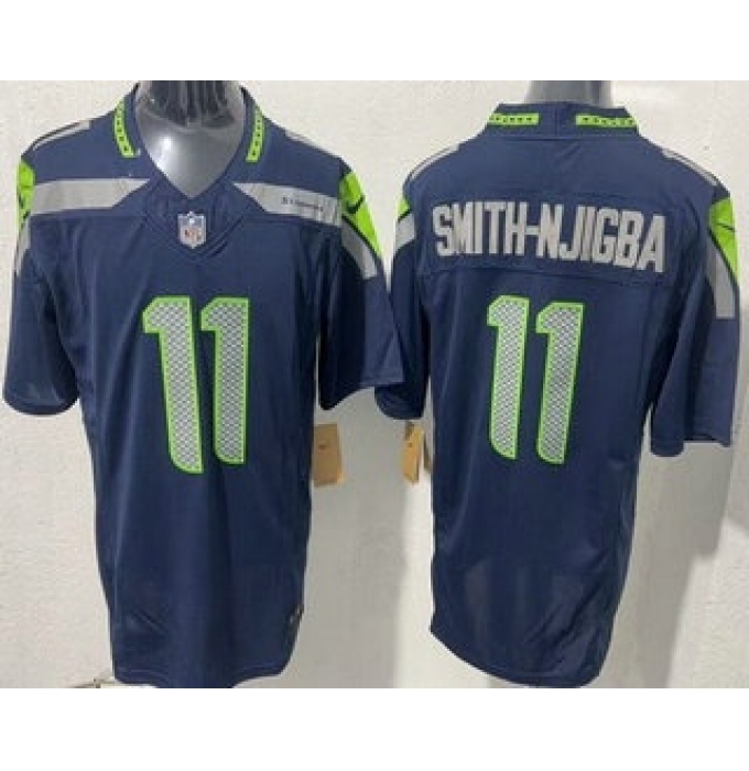 Men's Seattle Seahawks #11 Jaxon Smith Njigba Limited Navy FUSE Vapor Jersey