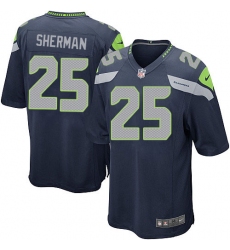 Men's Nike Seattle Seahawks #25 Richard Sherman Game Steel Blue Team Color NFL Jersey
