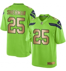 Men's Nike Seattle Seahawks #25 Richard Sherman Limited Green/Gold Rush NFL Jersey