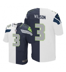 Men's Nike Seattle Seahawks #3 Russell Wilson Elite Navy/White Split Fashion NFL Jersey