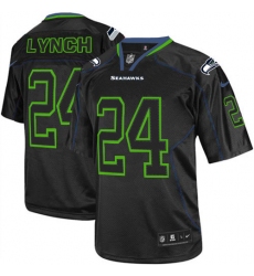 Men's Nike Seattle Seahawks #24 Marshawn Lynch Elite Lights Out Black NFL Jersey
