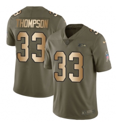 Men's Nike Seattle Seahawks #33 Tedric Thompson Limited Olive/Gold 2017 Salute to Service NFL Jersey