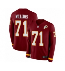Youth Nike Washington Redskins #71 Trent Williams Limited Burgundy Therma Long Sleeve NFL Jersey