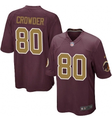 Men's Nike Washington Redskins #80 Jamison Crowder Game Burgundy Red/Gold Number Alternate 80TH Anniversary NFL Jersey