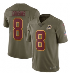 Youth Nike Washington Redskins #8 Kirk Cousins Limited Olive 2017 Salute to Service NFL Jersey
