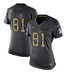 Women's Nike Washington Redskins #81 Art Monk Limited Black 2016 Salute to Service NFL Jersey