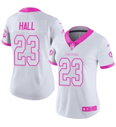 Women's Nike Washington Redskins #23 DeAngelo Hall Limited White/Pink Rush Fashion NFL Jersey
