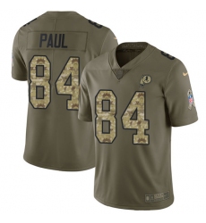 Youth Nike Washington Redskins #84 Niles Paul Limited Olive/Camo 2017 Salute to Service NFL Jersey