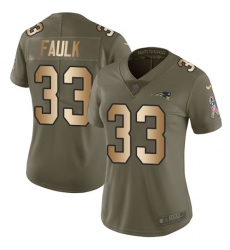 Women's Nike New England Patriots #33 Kevin Faulk Limited Olive/Gold 2017 Salute to Service NFL Jersey