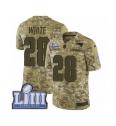 Men's Nike New England Patriots #28 James White Limited Camo 2018 Salute to Service Super Bowl LIII Bound NFL Jersey
