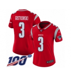 Women's New England Patriots #3 Stephen Gostkowski Limited Red Inverted Legend 100th Season Football Jersey