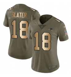 Women's Nike New England Patriots #18 Matthew Slater Limited Olive/Gold 2017 Salute to Service NFL Jersey