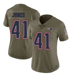 Women's Nike New England Patriots #41 Cyrus Jones Limited Olive 2017 Salute to Service NFL Jersey