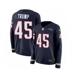 Women's Nike New England Patriots #45 Donald Trump Limited Navy Blue Therma Long Sleeve NFL Jersey