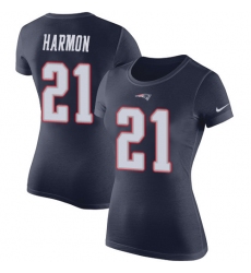NFL Women's Nike New England Patriots #21 Duron Harmon Navy Blue Rush Pride Name & Number T-Shirt