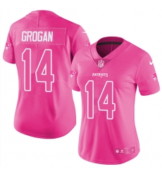 Women's Nike New England Patriots #14 Steve Grogan Limited Pink Rush Fashion NFL Jersey