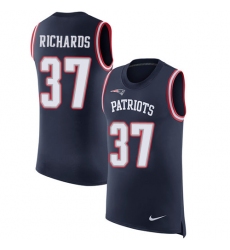 Men's Nike New England Patriots #37 Jordan Richards Limited Navy Blue Rush Player Name & Number Tank Top NFL Jersey