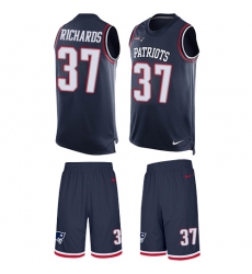 Men's Nike New England Patriots #37 Jordan Richards Limited Navy Blue Tank Top Suit NFL Jersey