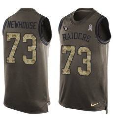 Men's Nike Oakland Raiders #73 Marshall Newhouse Limited Green Salute to Service Tank Top NFL Jersey