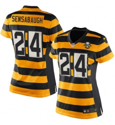 Women's Nike Pittsburgh Steelers #24 Coty Sensabaugh Game Yellow/Black Alternate 80TH Anniversary Throwback NFL Jersey