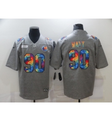 Men's Pittsburgh Steelers #90 T. J. Watt Gray Rainbow Version Nike Limited Jersey Men's Pittsburgh Steelers #90 T. J. Watt Gray Rainbow Version Nike Limited Jersey