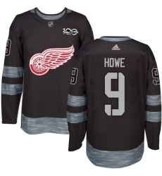 Men's Adidas Detroit Red Wings #9 Gordie Howe Premier Black 1917-2017 100th Anniversary NHL Jersey