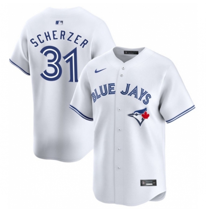 Men's Toronto Blue Jays 31 Max Scherzer White 2024 Home Limited Stitched Jersey