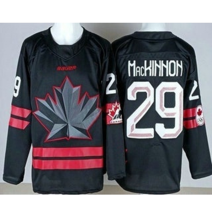 Youth Canada #29 Nathan MacKinnon Black 2026 Olympics Authentic Jersey