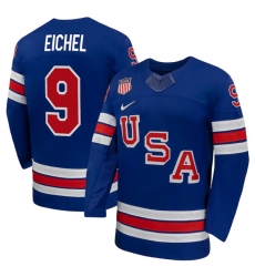 Men's USA #9 Jack Eichel Royal 2026 Stitched Jersey