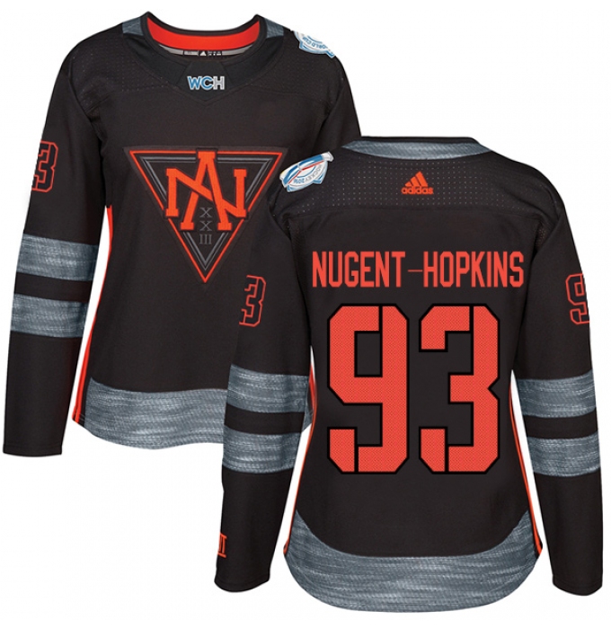 Women's Adidas Team North America #93 Ryan Nugent-Hopkins Authentic Black Away 2016 World Cup of Hockey Jersey