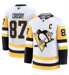 Men's Pittsburgh Penguins #87 Sidney Crosby White 2024-25 Away Stitched Hockey Jersey